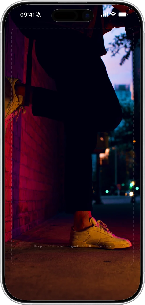 A night photo in the editor