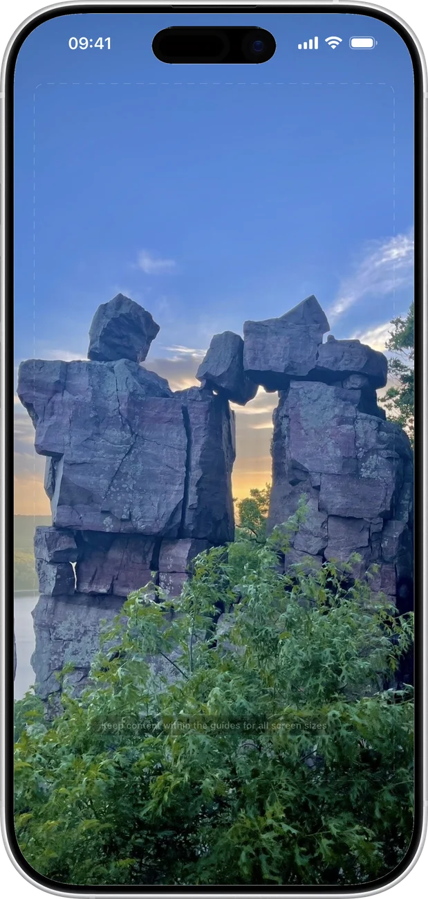 A landscape photo in the editor