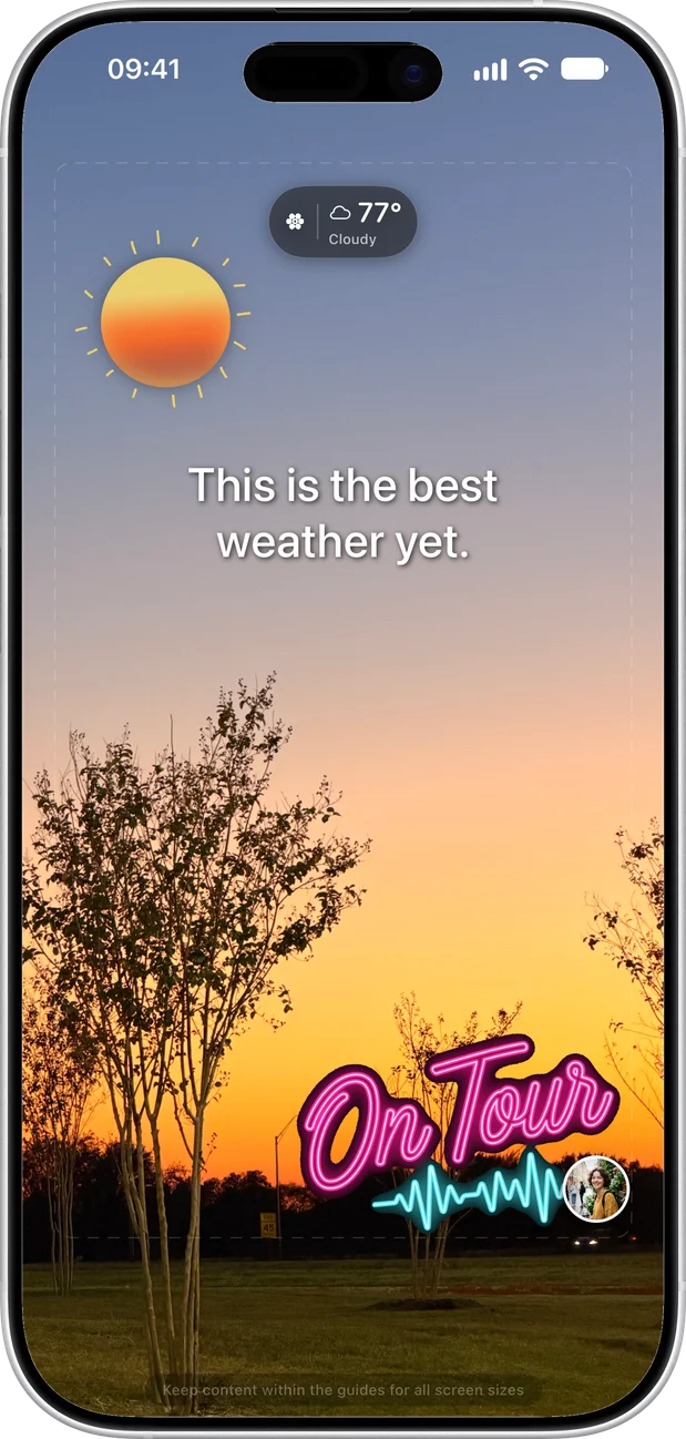 A photo with a weather caption