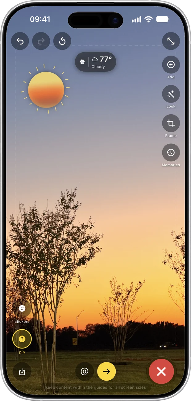 A photo with the live weather on it