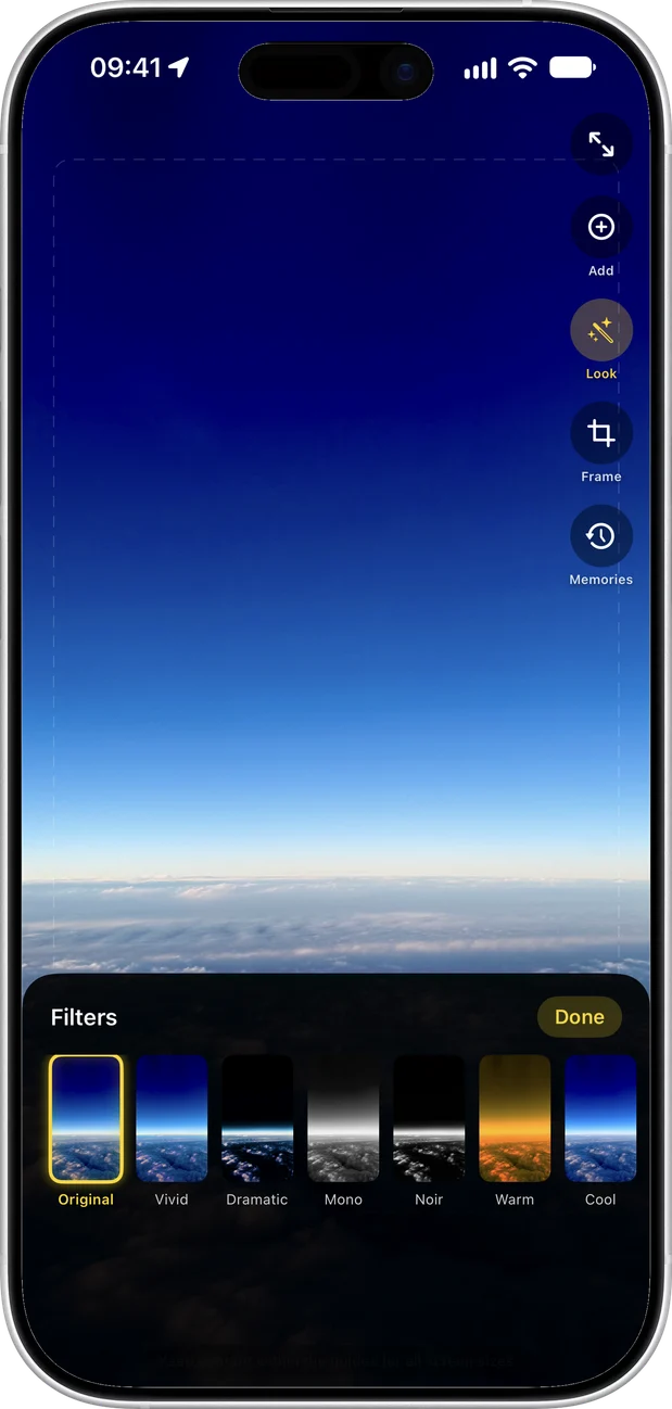 Choosing a filter in the fomo editor
