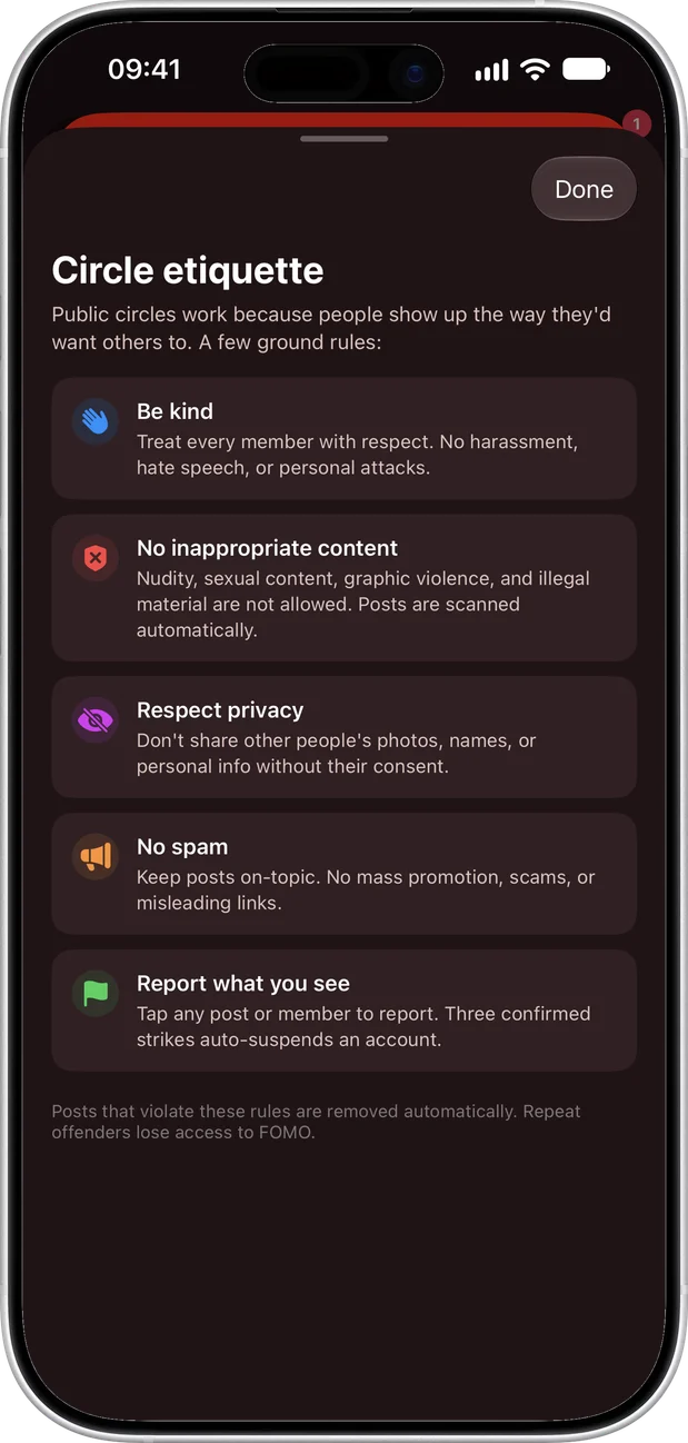 Circle etiquette rules