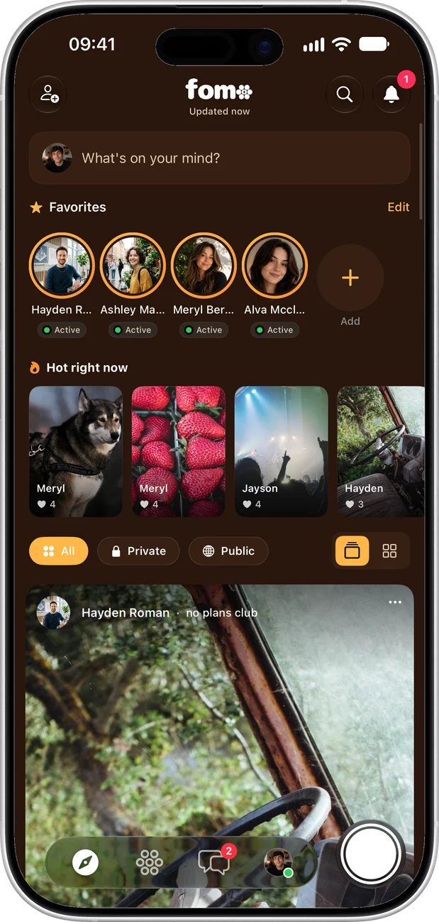 The Explore feed with favorites and hot right now