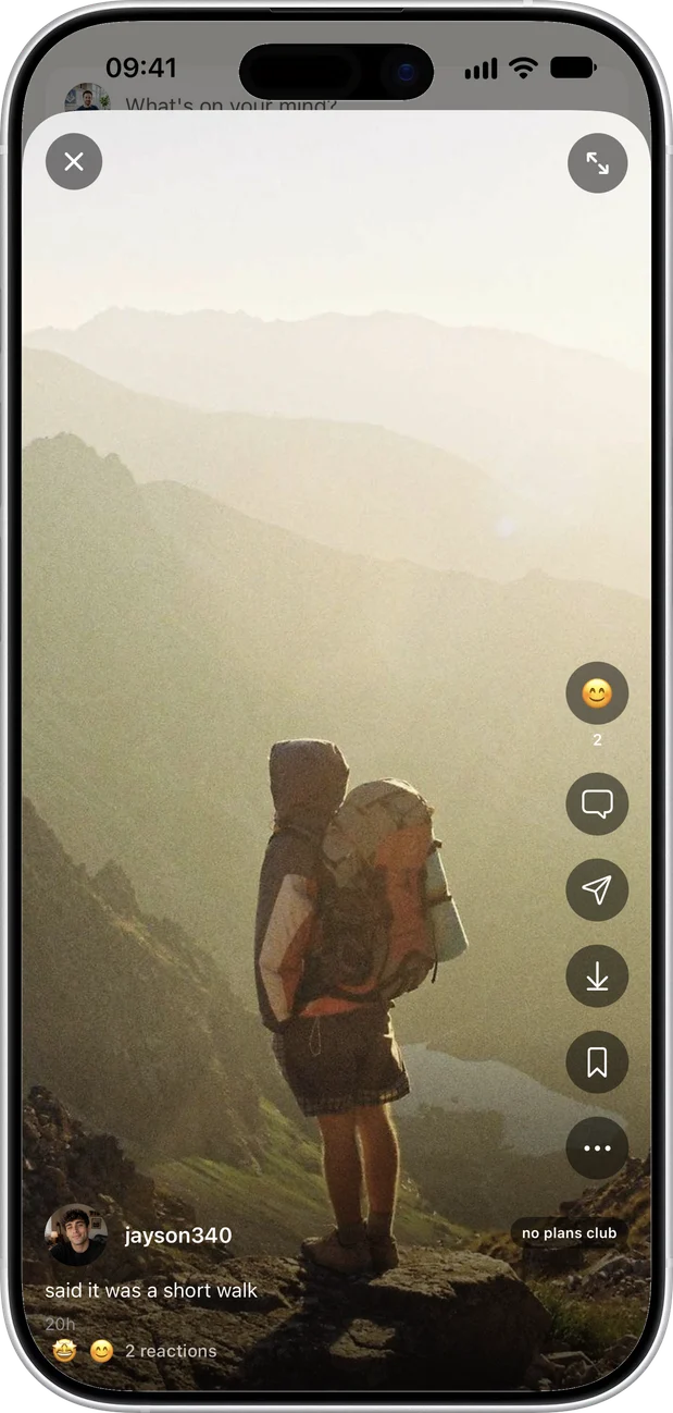 A post opened full screen