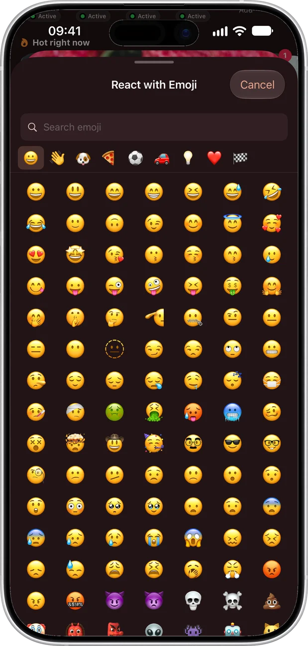 Picking any emoji to react with