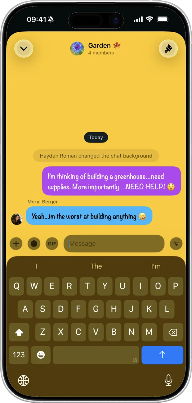 A chat themed in bright yellow