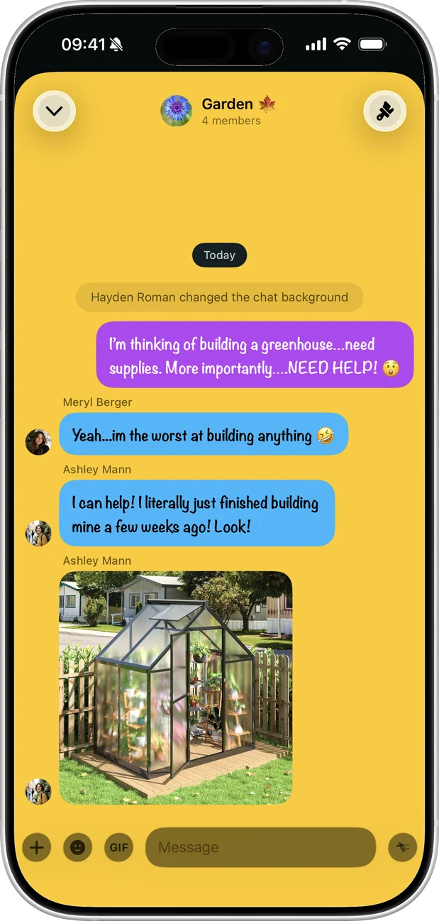 A chat themed in bright yellow