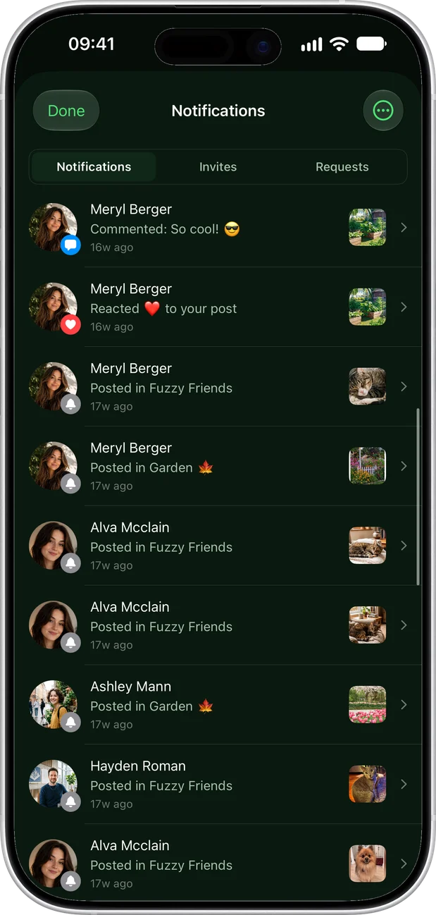 The notifications screen