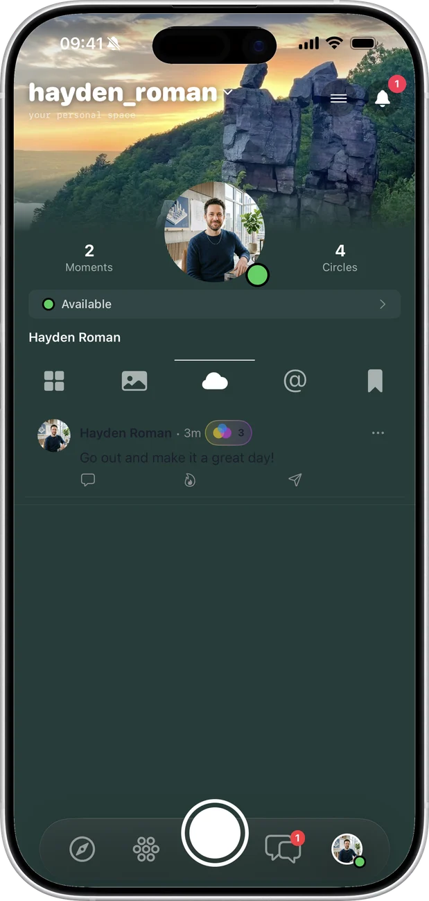 The thoughts tab on a profile