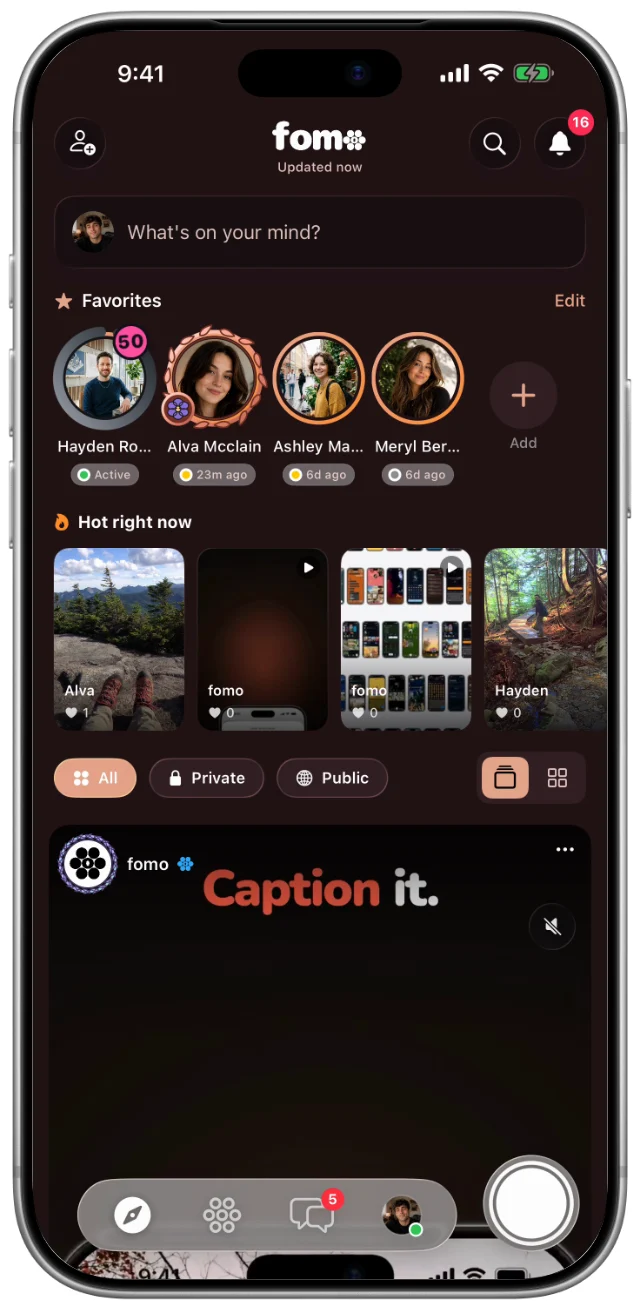 The fomo Explore feed